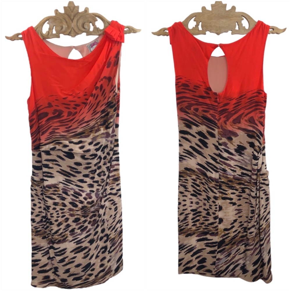 Yoana Baraschi 100% Silk Leopard Print Sleeveless Dress Size 2